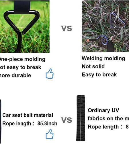 USA Trampoline Stakes Heavy Duty Trampoline Parts Corkscrew Shape Steel Stakes Anchor Kit with T Hook for Trampolines -Set of 4 Bonus 4 Strong Belt