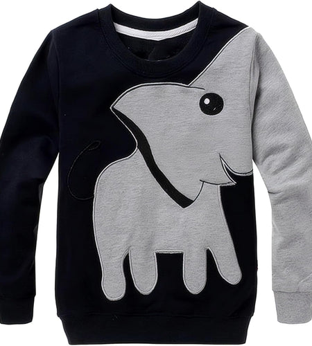 Boys Sweatshirts Elephant Pullover T-Shirts Toddler Cotton Cute Tops Tee Long Sleeve Outdoor Outfit