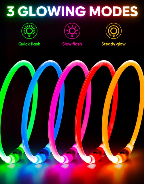 Load image into Gallery viewer, Light up Dog Collars - Waterproof LED Dog Collar, Glow in the Dark Pet Collars, TPU Cuttable Lighted Puppy Collar Lights for Small Medium Large Dogs (Pink)
