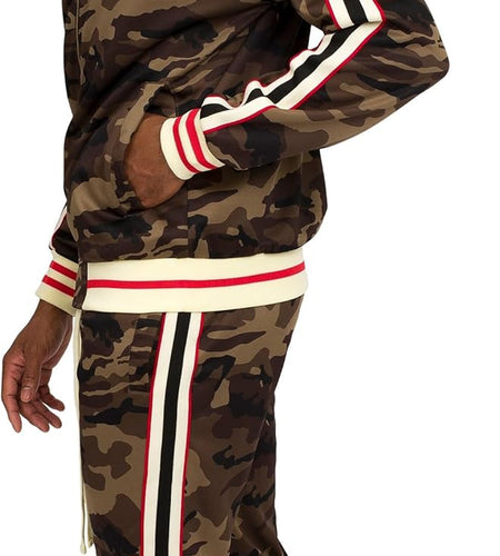 Men'S Side Stripe Zipper Jacket Drawstring Waistband Tracksuit
