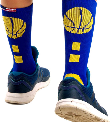 Youth Boys Basketball Socks Sports Athletic Crew Socks with Basketball Arm Sleeve - Made in USA
