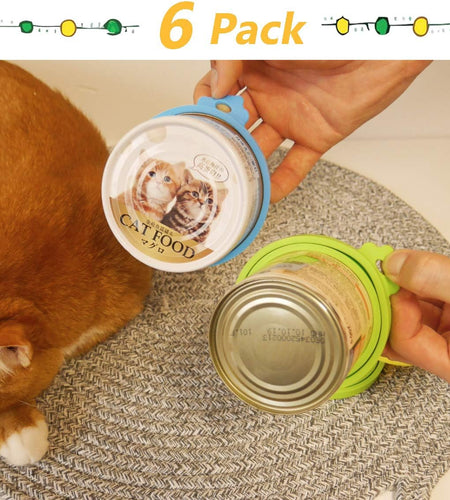 Pet Can Covers/6 Pack Silicone Dog Cat Food Can Lids/Universal Size Fit Most Standard Size Cans