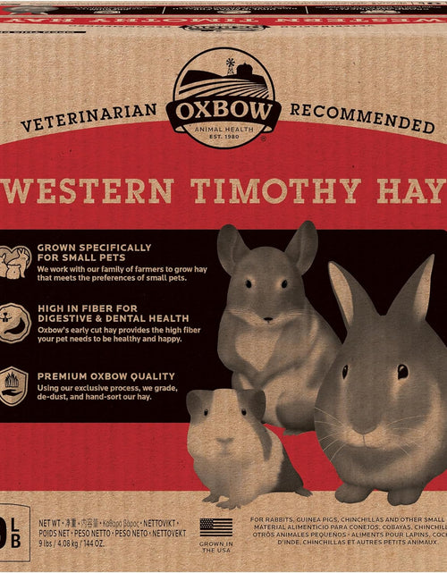 Load image into Gallery viewer, Animal Health Western Timothy Hay - All Natural Hay for Rabbits, Guinea Pigs, Chinchillas, Hamsters &amp; Gerbils-Veterinarian Recommended- Digestive &amp; Dental Health- Grown in the USA- 9Lb.
