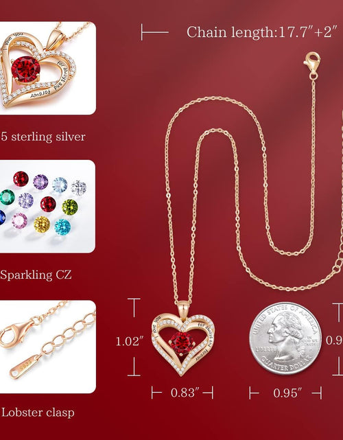 Load image into Gallery viewer, Forever Love Heart Pendant Necklaces for Women 925 Sterling Silver with Birthstone Zirconia, Birthday Christmas Jewelry Gift for Women Girls
