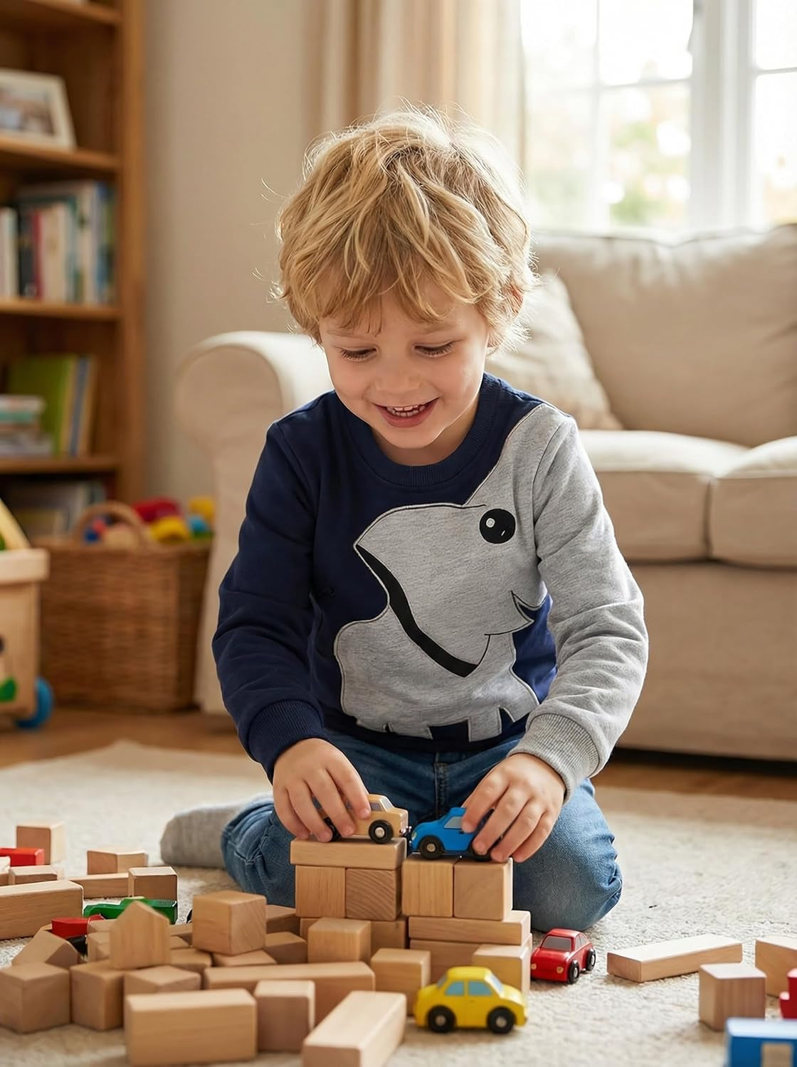 Boys Sweatshirts Elephant Pullover T-Shirts Toddler Cotton Cute Tops Tee Long Sleeve Outdoor Outfit