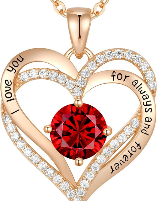 Load image into Gallery viewer, Forever Love Heart Pendant Necklaces for Women 925 Sterling Silver with Birthstone Zirconia, Birthday Christmas Jewelry Gift for Women Girls
