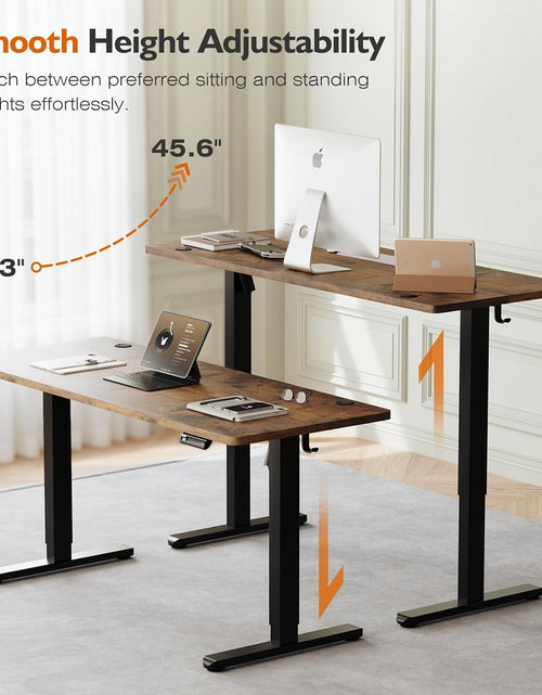 Load image into Gallery viewer, 55" Electric Standing Desk,Height Adjustable Home Office Sit Stand up Computer PC Table,Tall Standup Workstation, Gaming, Writing, Study,Bedroom Rising Desks with Two-Piece Desktop,Brown
