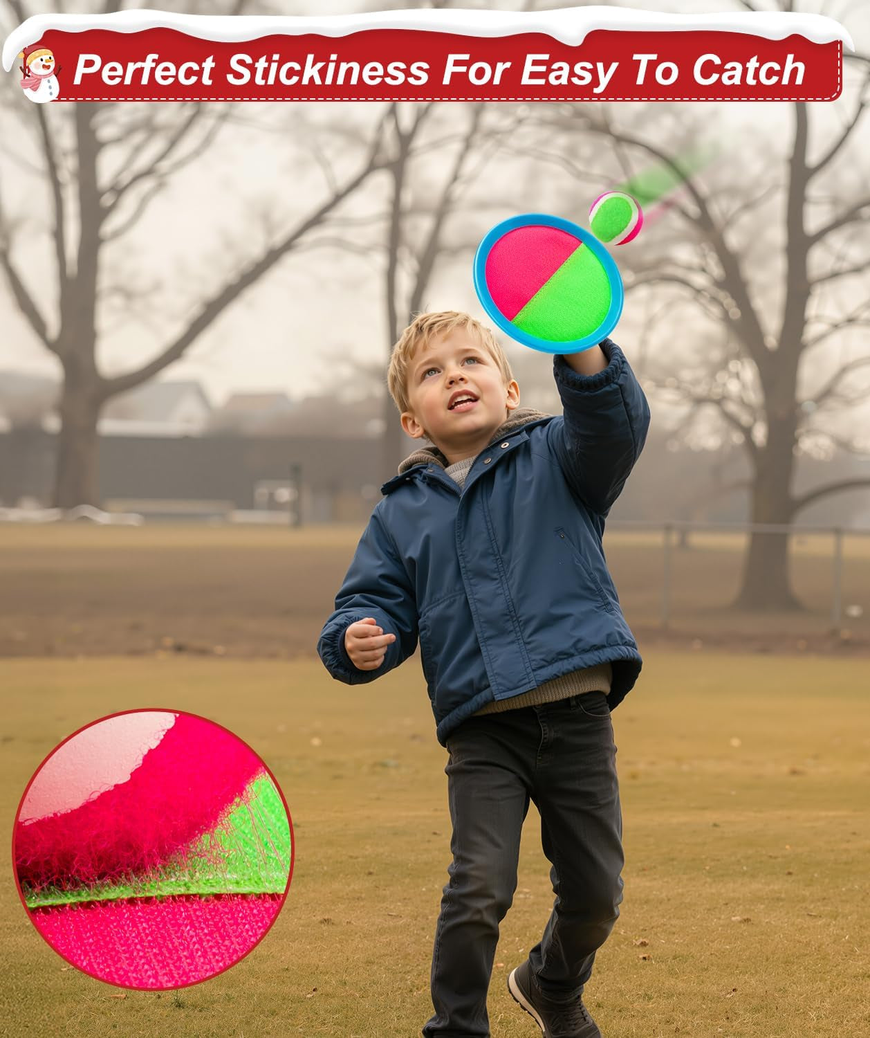 Kids Toys Toss and Catch Game Set, Ball Sports Games with 4 Paddles 4 Balls and 1 Storage Bag, Classic Outdoor Games, Beach Games, Yard Games Suitable for Kids Gift Ideal (Blue)