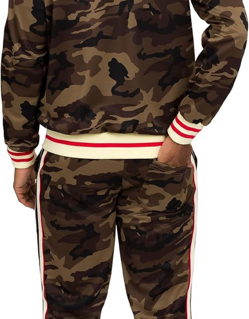 Load image into Gallery viewer, Men'S Side Stripe Zipper Jacket Drawstring Waistband Tracksuit
