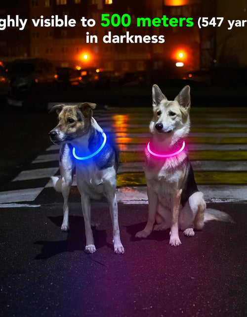 Load image into Gallery viewer, Light up Dog Collars - Waterproof LED Dog Collar, Glow in the Dark Pet Collars, TPU Cuttable Lighted Puppy Collar Lights for Small Medium Large Dogs (Pink)
