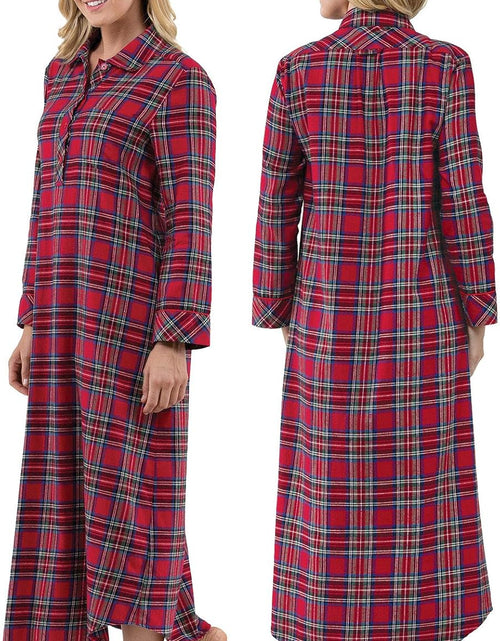 Load image into Gallery viewer, Women'S Flannel Nightgown Plaid - Cotton Flannel Nightgown Womens
