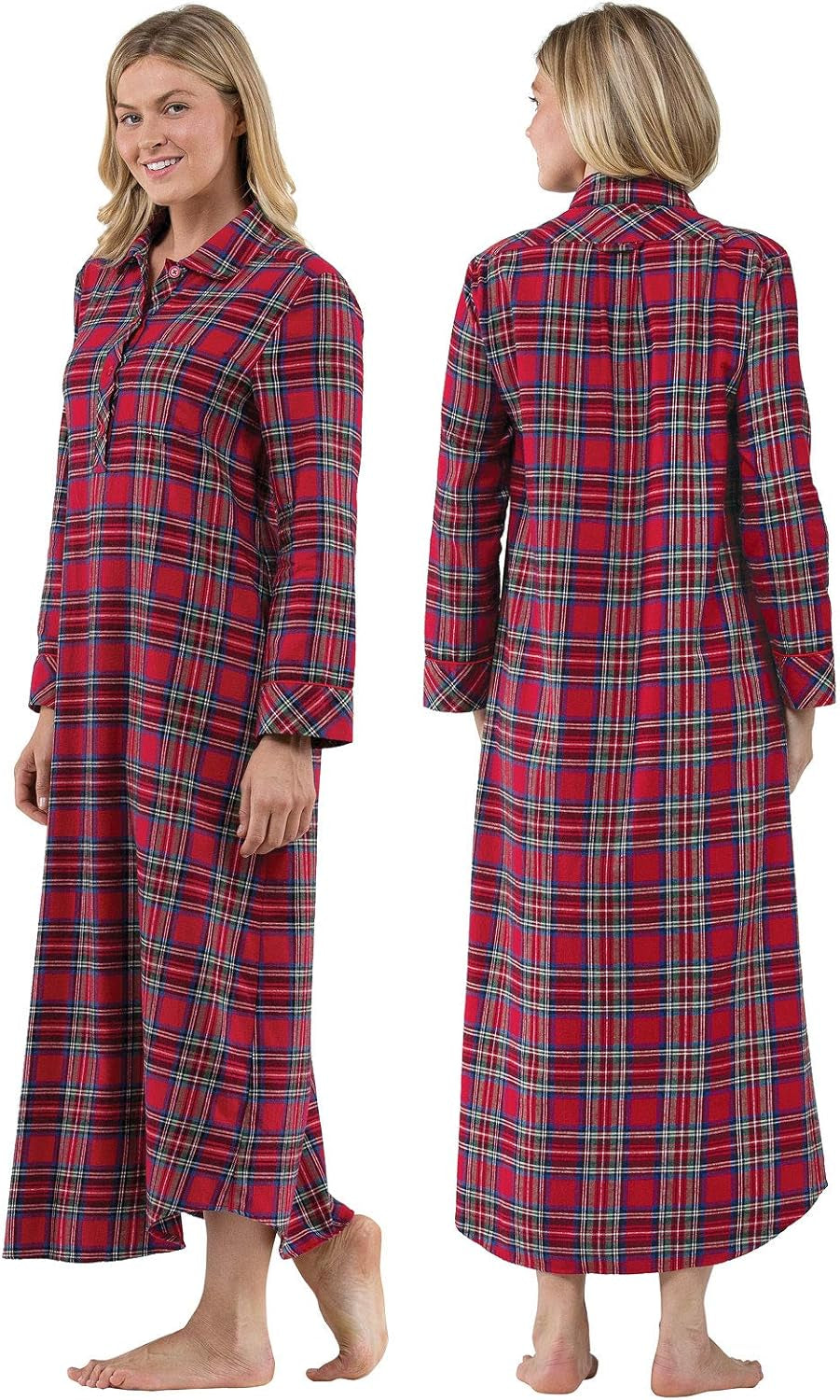 Women'S Flannel Nightgown Plaid - Cotton Flannel Nightgown Womens