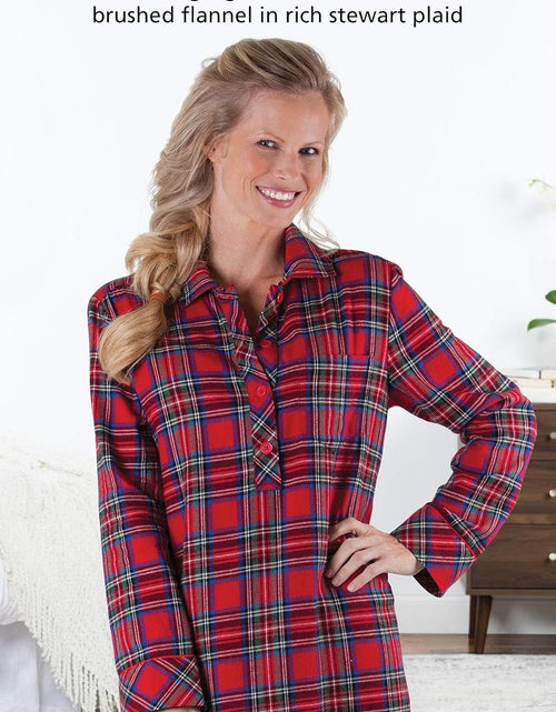 Load image into Gallery viewer, Women'S Flannel Nightgown Plaid - Cotton Flannel Nightgown Womens
