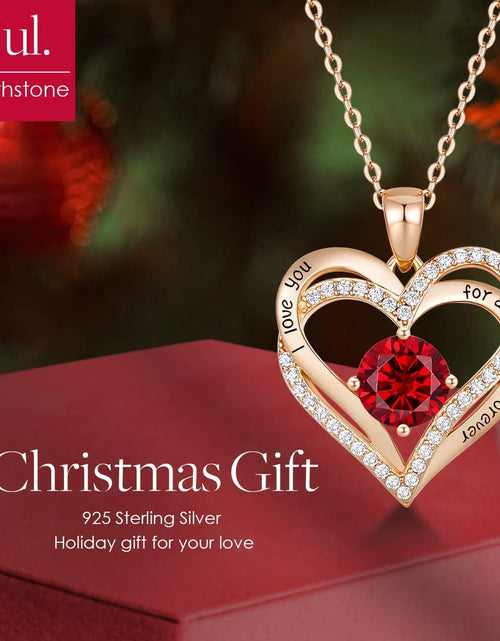 Load image into Gallery viewer, Forever Love Heart Pendant Necklaces for Women 925 Sterling Silver with Birthstone Zirconia, Birthday Christmas Jewelry Gift for Women Girls
