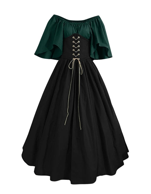 Load image into Gallery viewer, Womens Renaissance Faire Dresses Medieval Irish Traditional plus Size Dresses Ruffle over Dress Corset Retro Cosplay Gown
